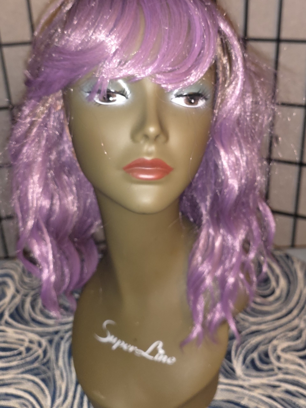 Swiking, Synthetic Lavender Wave Wig with Bangs